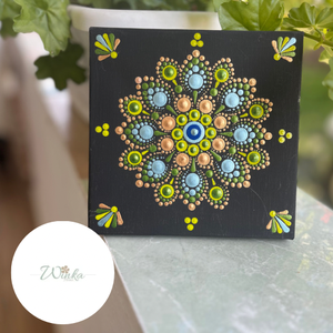 Kék-zöld pontfestett falikép  - otthon & életmód - dekoráció - spiritualitás - mandala - Meska.hu