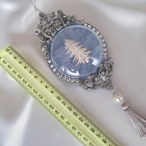 Kézzel készített világoskék bársony karácsonyi óra 8 cm  vintage karácsonyfadísz, limitált kiadás, elegáns dekoráció - karácsony - karácsonyi lakásdekoráció - karácsonyfadíszek - Meska.hu