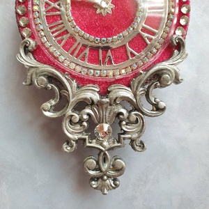 Kézzel Készített Sötét Rózsaszín Bársony Óradísz 8 cm  Elegáns, Romantikus Vintage Karácsonyi Dekoráció - karácsony - karácsonyi lakásdekoráció - karácsonyfadíszek - Meska.hu