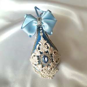 Egyedi kézműves kék bársony karácsonyfadísz készlet � 5 tündéres forma, tökéletes karácsonyi ajándék - karácsony - karácsonyi lakásdekoráció - karácsonyfadíszek - Meska.hu