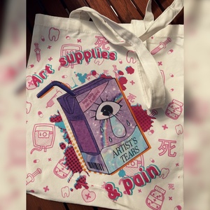 Art supplies and pain Tote Bag , Táska & Tok, Kézitáska & válltáska, Nagy pakolós táska, Fotó, grafika, rajz, illusztráció, MESKA