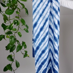 Kék csíkos vállkendő, sál, shibori, batik - ruha & divat - sál, sapka, kendő - sál - Meska.hu