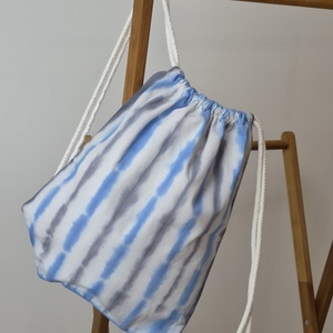 Vastag, csíkos shibori hátizsák, gymbag - táska & tok - hátizsák - tornazsák, gymbag - Meska.hu