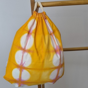Sárga shibori hátizsák, gymbag, táska, Táska & Tok, Hátizsák, Tornazsák, Gymbag, Varrás, Mindenmás, MESKA