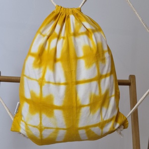 Sárga mintás shibori hátizsák, gymbag, táska - táska & tok - hátizsák - tornazsák, gymbag - Meska.hu