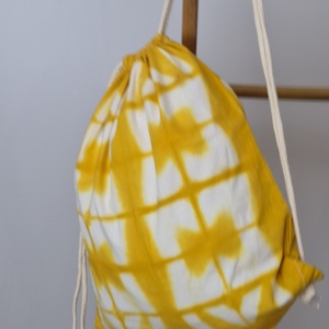 Sárga mintás shibori hátizsák, gymbag, táska - Meska.hu