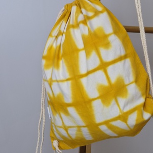 Sárga mintás shibori hátizsák, gymbag, táska - táska & tok - hátizsák - tornazsák, gymbag - Meska.hu