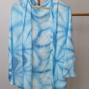 Türkiz shibori felső, bolero, fesztivál felső, strandfelső, kimonó, stóla, sálL - Meska.hu