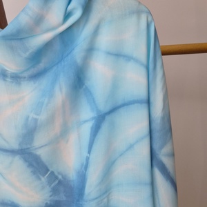 Türkiz shibori felső, bolero, fesztivál felső, strandfelső, kimonó, stóla, sálL - ruha & divat - női ruha - kardigánok - Meska.hu