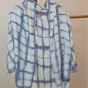 Kocka mintás shibori felső, bolero, fesztivál felső, strandfelső, kimonó, stóla, sál - Meska.hu
