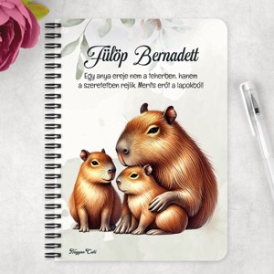 Személyre szabható -Capybara és a kölykök mintás A6-os füzet - otthon & életmód - papír, írószer - jegyzetfüzet & napló - Meska.hu