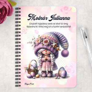 Személyre szabható - Húsvéti manólány mintás A5-ös füzet - otthon & életmód - papír, írószer - jegyzetfüzet & napló - Meska.hu