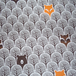 Erdei állatos pamutvászon barna alapon , Kellékek & szerszámok, Méteráru, Vászon, Pamutvászon, Varrás, MESKA