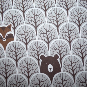 Erdei állatos pamutvászon barna alapon  - kellékek & szerszámok - méteráru - vászon - pamutvászon - Meska.hu