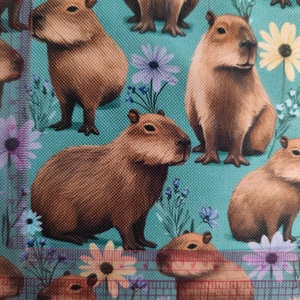 Kapibarás vízálló poliészter szövet, capybara, Oxford, kapibara - diy (csináld magad) - egységcsomag - Meska.hu