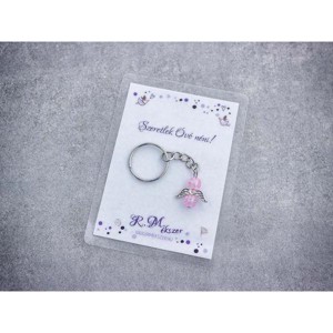 Szeretlek Óvó néni rózsaszín angyal medálos kulcstartó - táska & tok - kulcstartó & táskadísz - kulcstartó - Meska.hu