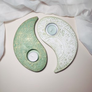 Jin Jang mécsestartó - otthon & életmód - gyertya, illat, aroma - mécses és mécsestartó - Meska.hu