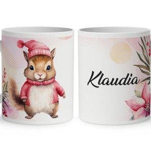 Kérd a neveddel - Pink Mikulás mókus mintás bögre, Otthon & Életmód, Konyhafelszerelés, tálalás, Tálalás, Bögre & Csésze, , MESKA