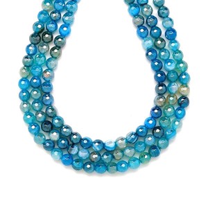 Achát fazettált szinezett aura kék golyó 6mm ékszerkészítő alapanyag (füzér), Kellékek & szerszámok, Ásvány alapanyag, Ásványfüzér, , MESKA