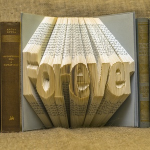 Egyedi 7 betűs feliratos hajtogatott könyv-Újrahasznosított-egyedi hét betűs szöveg-Forever-Mindig- esküvői ajándék -E88 -  - Meska.hu