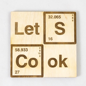 Let's Cook lézervágott fa poháralátét szett - Szakácsnak  - Sörnek - Bornak - Breaking Bad sorozat - Heisenberg - otthon & életmód - konyhafelszerelés, tálalás - tálalás - tányér- és poháralátét - Meska.hu