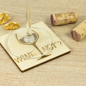 Wine not? feliratú lézervágott fa poháralátét szett - Séfnek - Boros - Konyhába - Apának - Lakodalomra - otthon & életmód - konyhafelszerelés, tálalás - Meska.hu