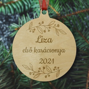 Kisgyerek első karácsonya névre szóló karácsonyfadísz fából, lézervágott egyedi dekoráció - Meska.hu