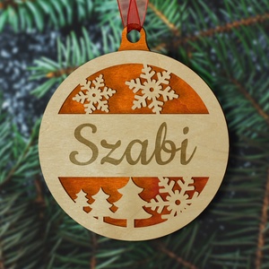 Névre szóló karácsonyfadísz fából fiúnak, gravírozott karácsonyi dekoráció fiútestvérnek - Meska.hu
