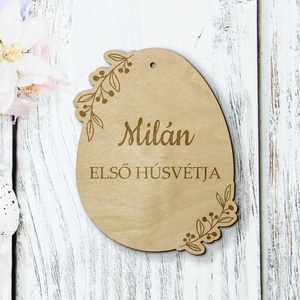 Gyerek első húsvétja névre szóló húsvéti dísz fából, lézervágott egyedi dekoráció egyedi kosár név - Meska.hu