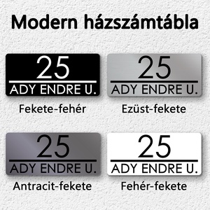 Fehér letisztult házszámtábla, fémes modern gravírozott házszámtábla, több színben - otthon & életmód - ház & kert - házszám - Meska.hu