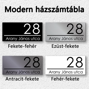 Minimalista házszámtábla gravírozással, egyszerű és tartós, 4 színben, Otthon & Életmód, Ház & Kert, Házszám, Gravírozás, pirográfia, MESKA