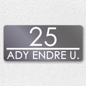 Modern utcanévtábla, modern gravírozott házszámtábla, ezüst téglalap - otthon & életmód - ház & kert - házszám - Meska.hu