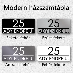 Minimalista utcanévtábla, fémes modern gravírozott házszámtábla, antracit téglalap - otthon & életmód - ház & kert - házszám - Meska.hu