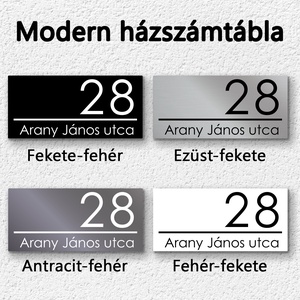 Minimalista házszámtábla gravírozással, egyszerű és tartós, 4 színben - otthon & életmód - ház & kert - házszám - Meska.hu