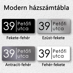 Antracit házszámtábla, fémes letisztult gravírozással, több színben - otthon & életmód - ház & kert - házszám - Meska.hu