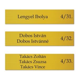 Névtábla bejárati ajtóra arany színű, postaláda cégtábla, fémes hatású, beltéri arany színű , ezüst színű,  - otthon & életmód - ház & kert - névtábla - Meska.hu