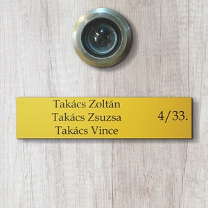 Beltéri postaláda névtábla, bejárati ajtó tábla, beltéri fémhatású arany, ezüst névtábla  - otthon & életmód - ház & kert - névtábla - Meska.hu