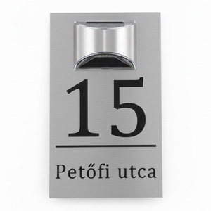 Egyedi Napelemes Világító Házszámtábla - Kültéri Utcanévtábla + Házszám � Automata LED világítással - 4 színben, Otthon & Életmód, Ház & Kert, Házszám, Gravírozás, pirográfia, MESKA