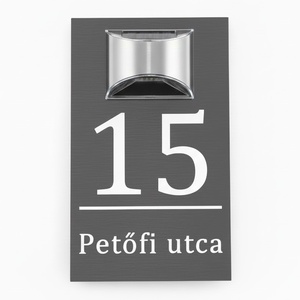 Egyedi Napelemes Világító Házszámtábla - Kültéri Utcanévtábla + Házszám - 4 színben - otthon & életmód - ház & kert - házszám - Meska.hu