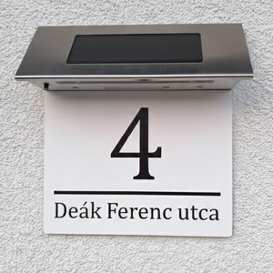 Napelemes Egyedi Világító Házszámtábla LED szalagos - Kültéri Utcanévtábla + Házszám - 4 színben - otthon & életmód - ház & kert - házszám - Meska.hu