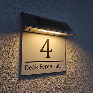 Napelemes Egyedi Világító Házszámtábla LED szalagos - Kültéri Utcanévtábla + Házszám - 4 színben - otthon & életmód - ház & kert - házszám - Meska.hu