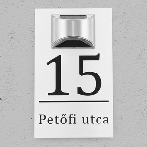 Egyedi Napelemes Világító Házszámtábla - Kültéri Utcanévtábla + Házszám - 4 színben - Meska.hu