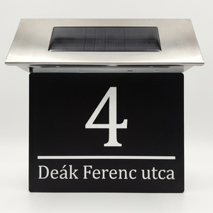 Egyedi Napelemes Világító Házszámtábla LED szalagos - Kültéri Utcanévtábla + Házszám - 4 színben - otthon & életmód - ház & kert - házszám - Meska.hu