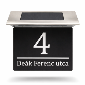 Napelemes Egyedi Világító Házszámtábla LED szalagos - Kültéri Utcanévtábla + Házszám - 4 színben, Otthon & Életmód, Ház & Kert, Házszám, Gravírozás, pirográfia, MESKA