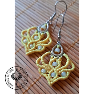 Mikromakramé fülbevaló, Ékszer, Fülbevaló, Lógó fülbevaló, Csomózás, Ékszerkészítés, MESKA