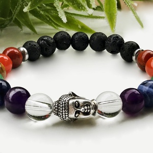 Buddha 7 csakra karkötő lávakővel - Meska.hu