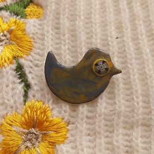 Tűzzománc madárka kitűző - ékszer - kitűző és bross - kitűző - Meska.hu