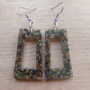 Levendulás műgyanta fülbevaló - Növényi Talizmánok Kollekció - ékszer - fülbevaló - lógó fülbevaló - Meska.hu