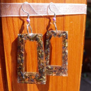 Levendulás műgyanta fülbevaló - Növényi Talizmánok Kollekció, Ékszer, Fülbevaló, Lógó fülbevaló, Ékszerkészítés, MESKA