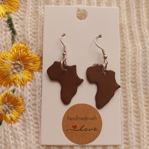 Barna Afrika Tűzzománc Fülbevaló - Meska.hu